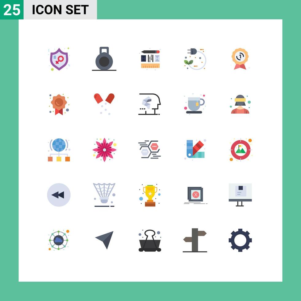 Group of 25 Flat Colors Signs and Symbols for medal award badge layout award power Editable Vector Design Elements