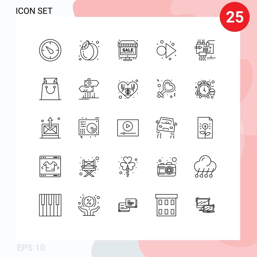 Group of 25 Modern Lines Set for engineering customize online assemble forward Editable Vector Design Elements