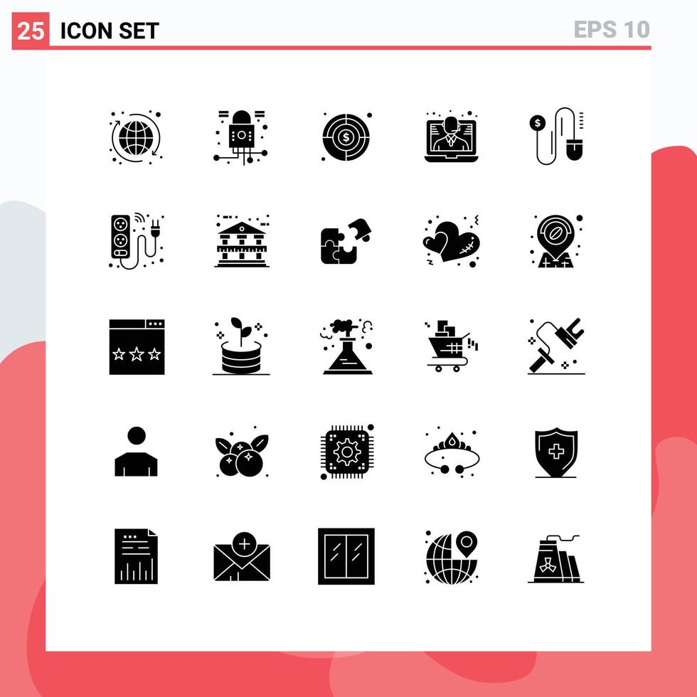 25 Creative Icons Modern Signs and Symbols of dollar call aim support conference Editable Vector Design Elements