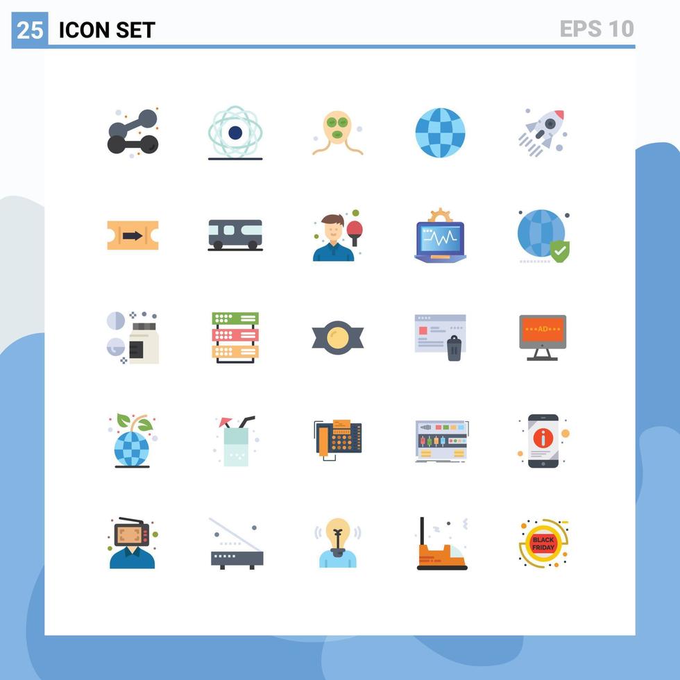 Set of 25 Modern UI Icons Symbols Signs for rocket world physics globe relaxation Editable Vector Design Elements