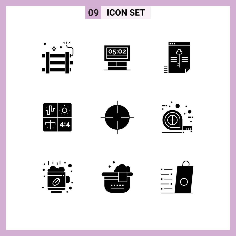 Stock Vector Icon Pack of 9 Line Signs and Symbols for engineering design scoreboard audio key Editable Vector Design Elements
