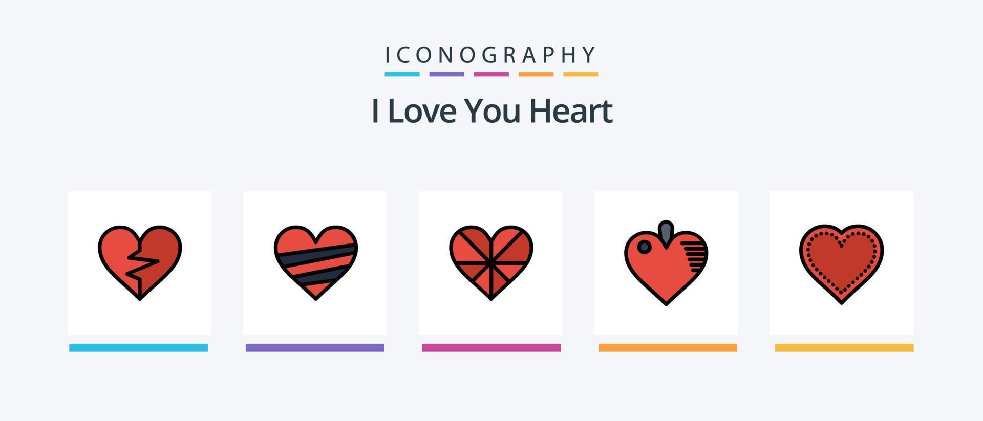 corazón línea lleno 5 5 icono paquete incluso amor. cuidado de la salud. como. chocolate. amor. creativo íconos diseño vector