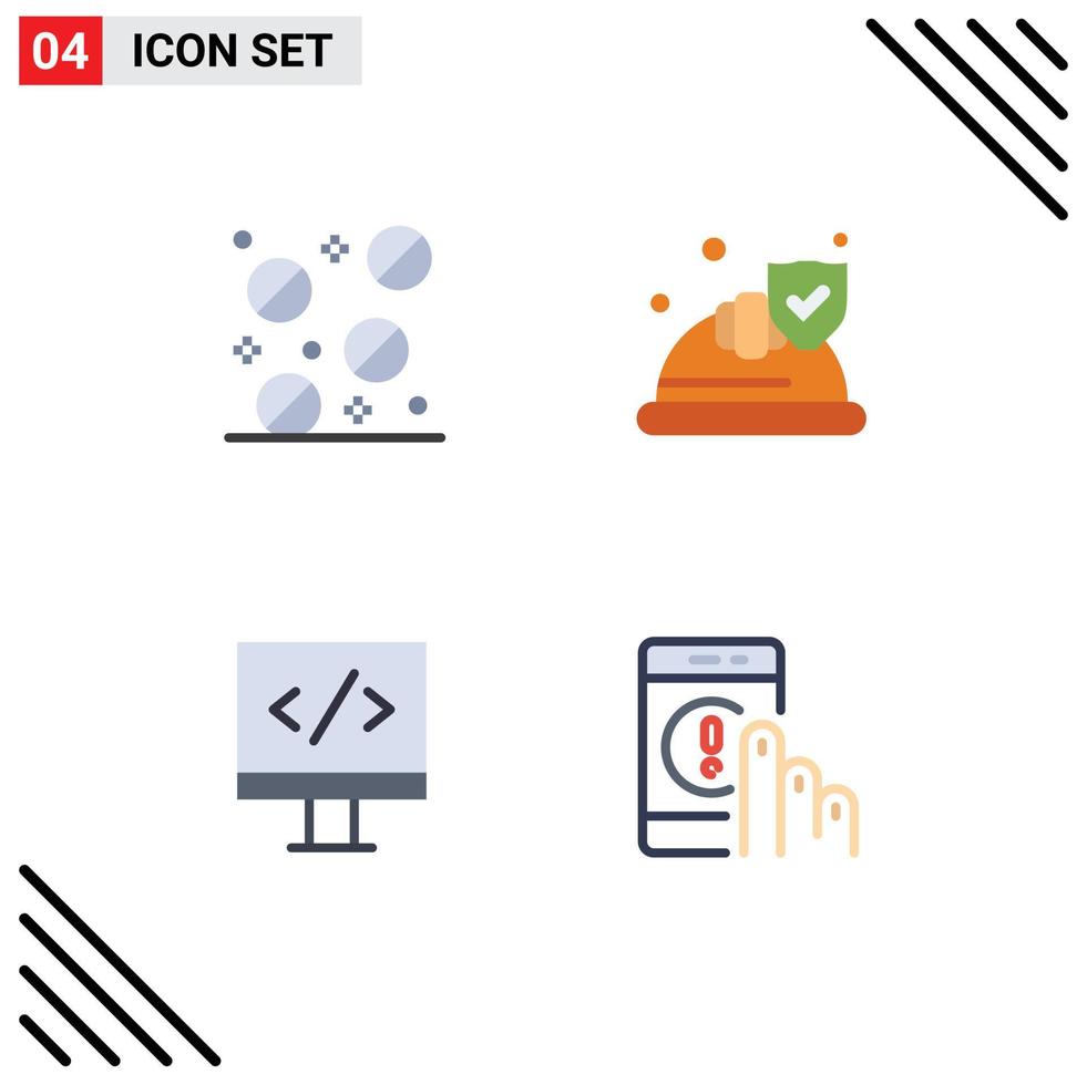Flat Icon Pack of 4 Universal Symbols of medicine development hat shield communication Editable Vector Design Elements
