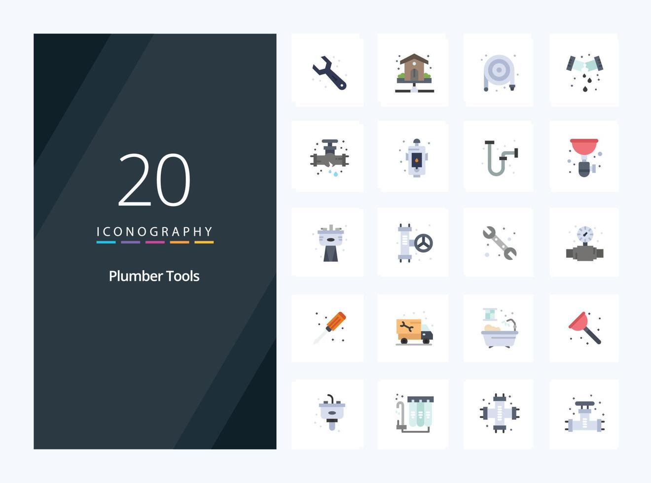 20 Plumber Flat Color icon for presentation vector