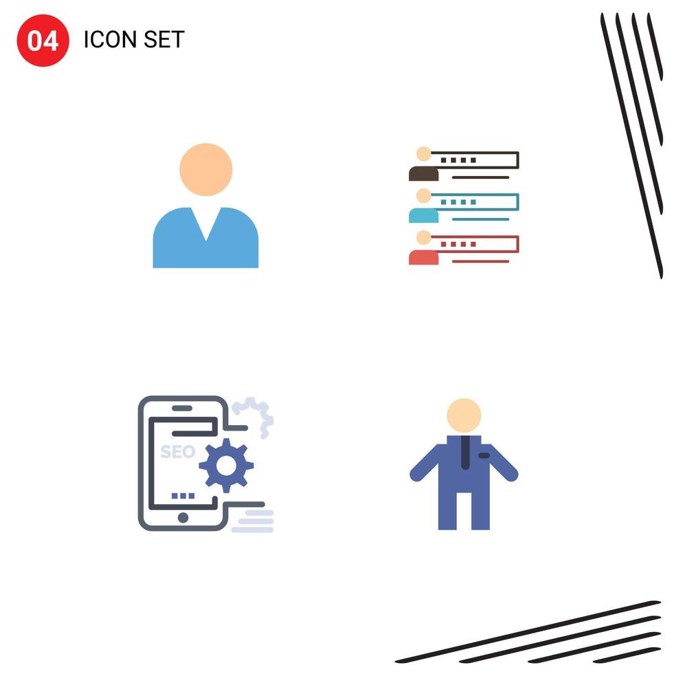 Pictogram Set of 4 Simple Flat Icons of administrator team skills profile mobile Editable Vector Design Elements