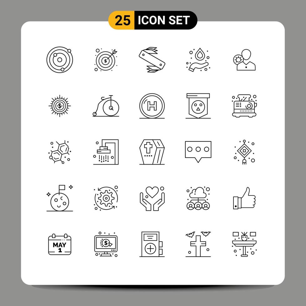 Set of 25 Vector Lines on Grid for efficiency science knife hydrogen pocket Editable Vector Design Elements