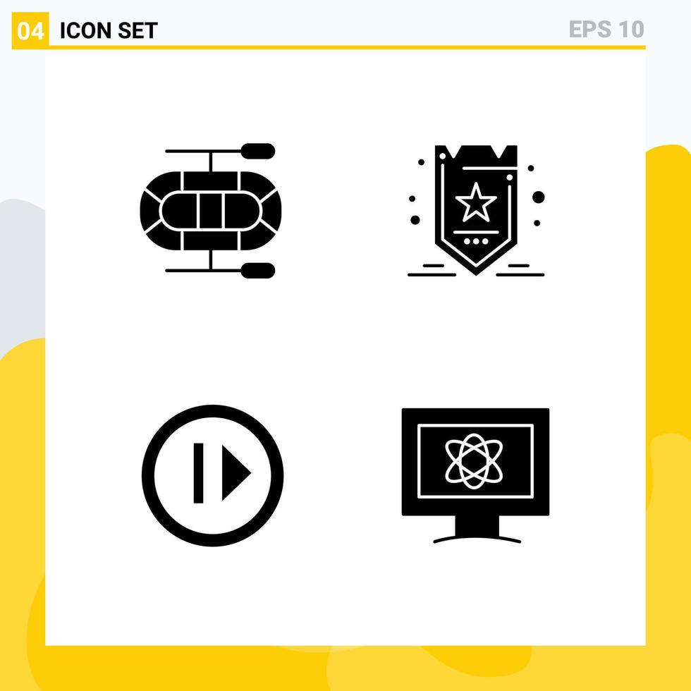 Pictogram Set of 4 Simple Solid Glyphs of boat resume optimization audio monitor Editable Vector Design Elements