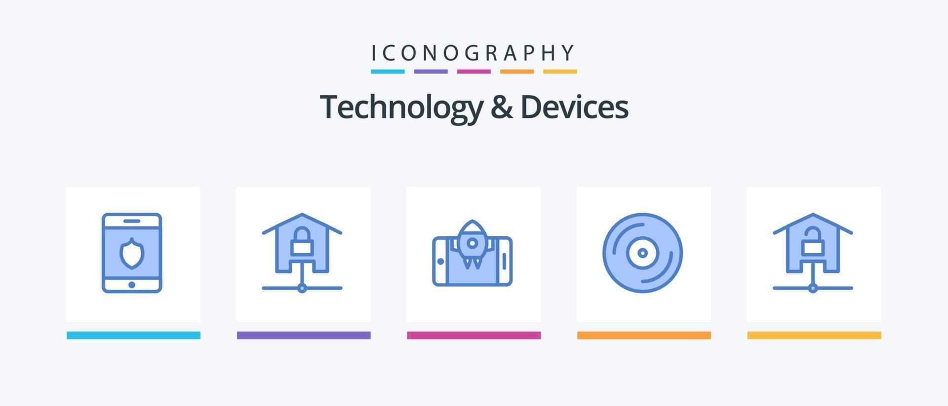 Devices Blue 5 Icon Pack Including devices. turntable. app. music. devices. Creative Icons Design vector