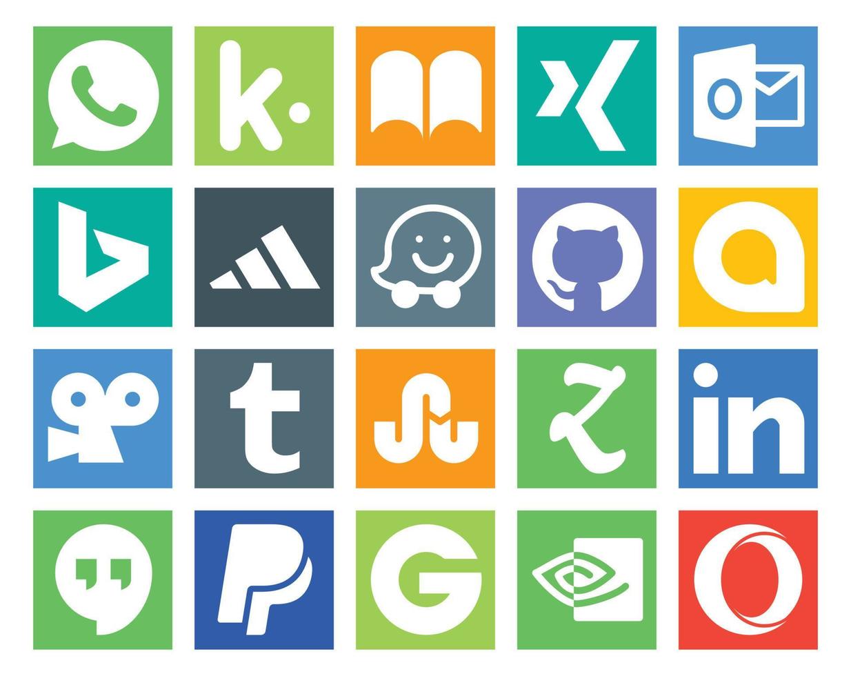 20 Social Media Icon Pack Including groupon hangouts github linkedin stumbleupon vector