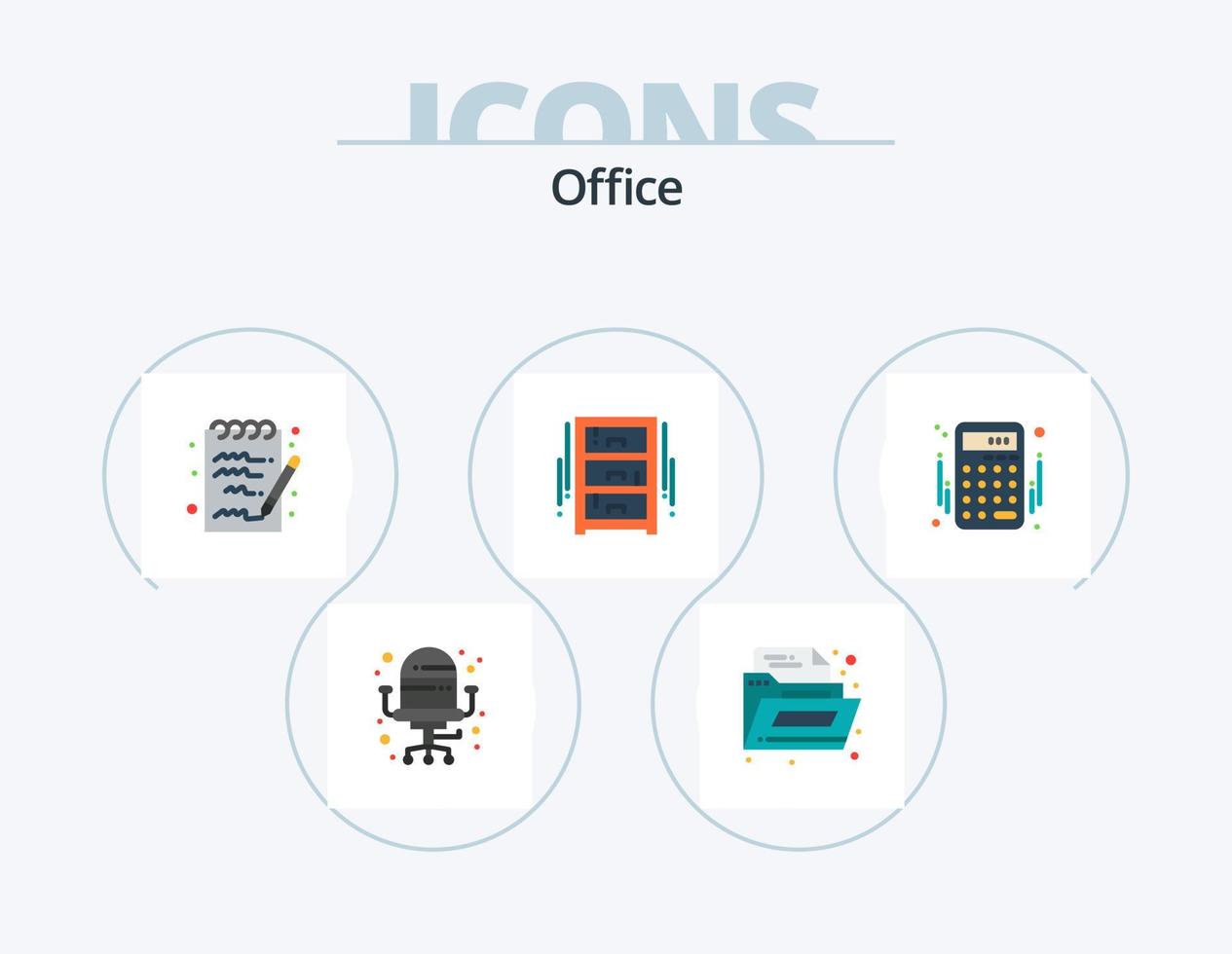 oficina plano icono paquete 5 5 icono diseño. dinero. cuentas bloc. contabilidad. oficina dibujar vector