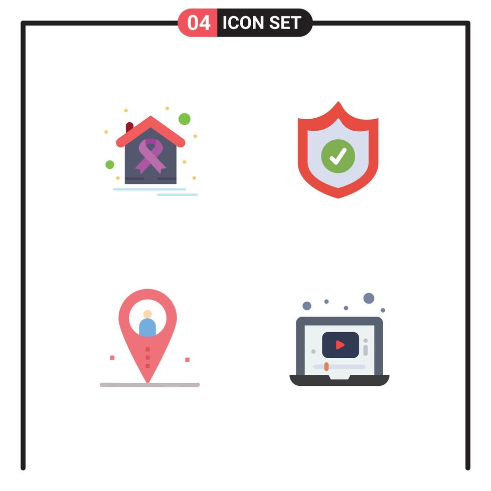 Stock Vector Icon Pack of 4 Line Signs and Symbols for world day job health security navigation Editable Vector Design Elements