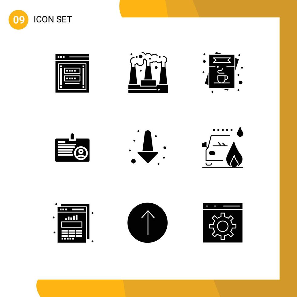 Set of 9 Modern UI Icons Symbols Signs for employee card smoke user menu Editable Vector Design Elements