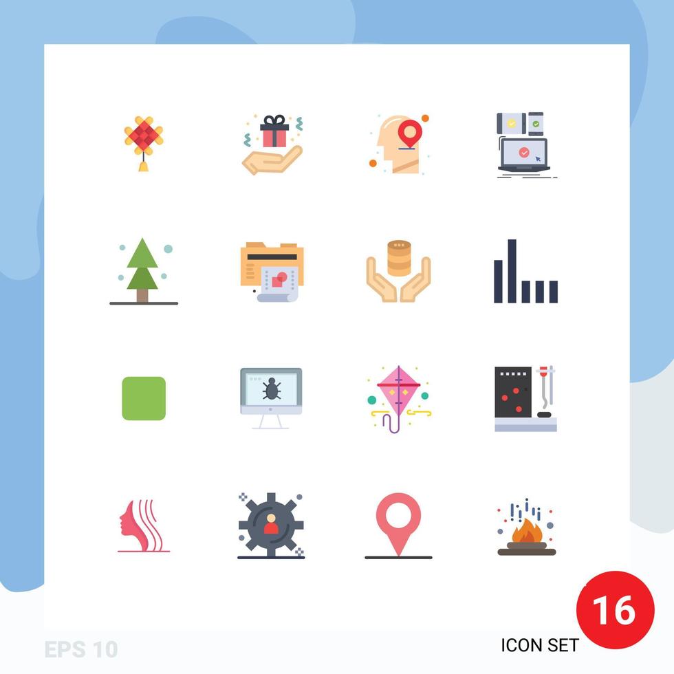 16 Thematic Vector Flat Colors and Editable Symbols of nature technology location responsive devices Editable Pack of Creative Vector Design Elements
