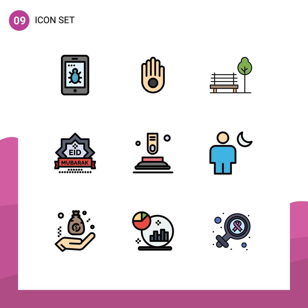 9 Creative Icons Modern Signs and Symbols of finger press park decoration stamp Editable Vector Design Elements