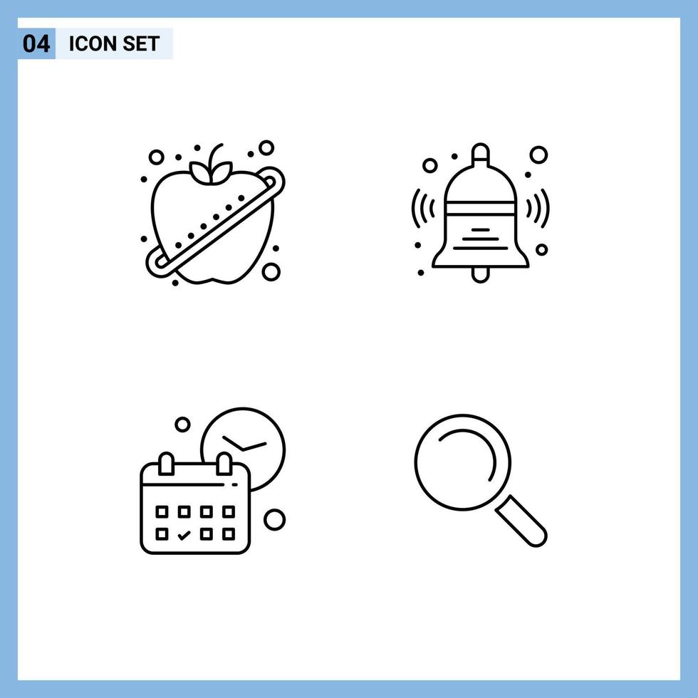 4 Line concept for Websites Mobile and Apps apple date fitness back time Editable Vector Design Elements