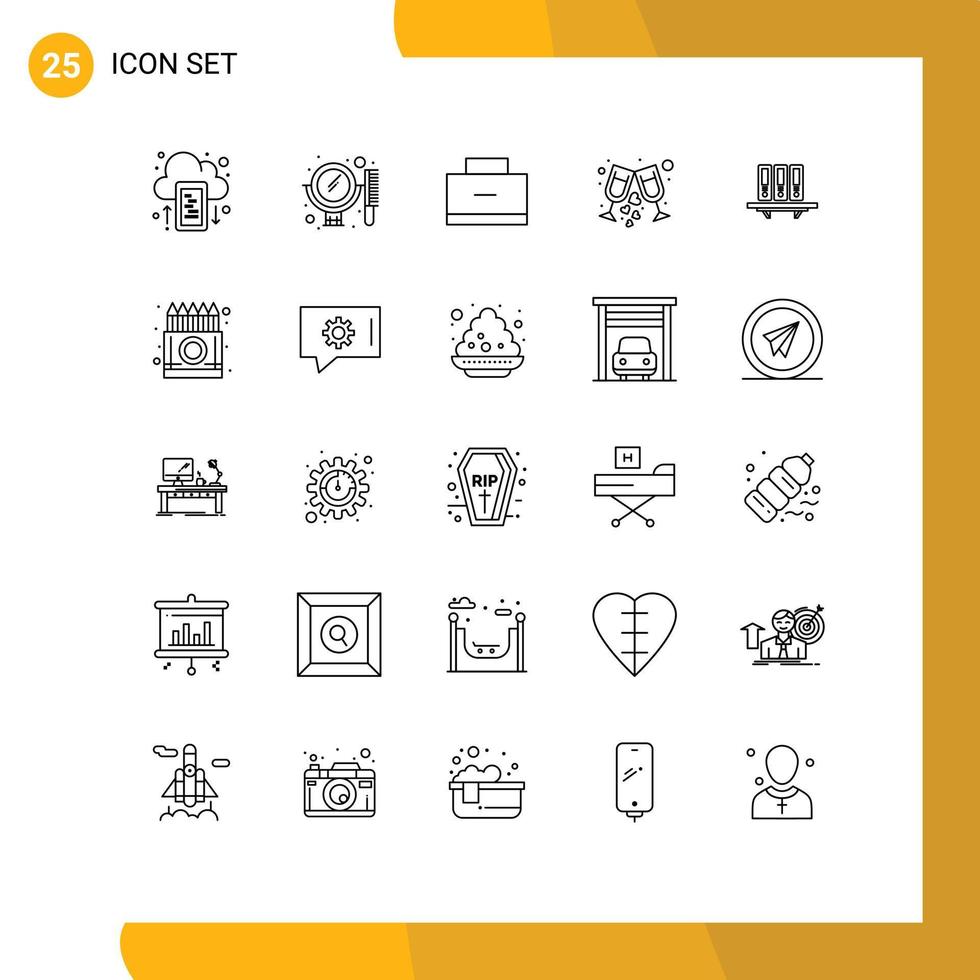 25 Line concept for Websites Mobile and Apps archive party bag wine drink Editable Vector Design Elements