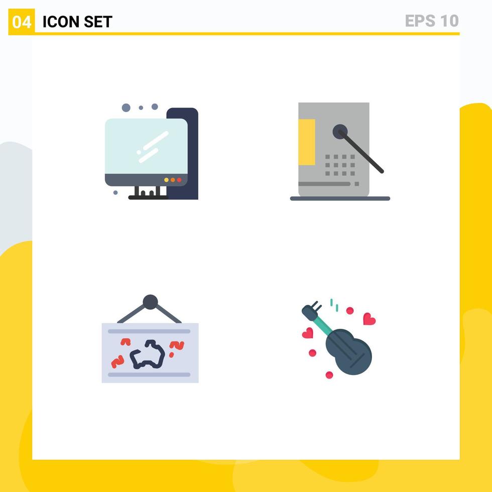 Group of 4 Modern Flat Icons Set for computer map bucket development photo Editable Vector Design Elements