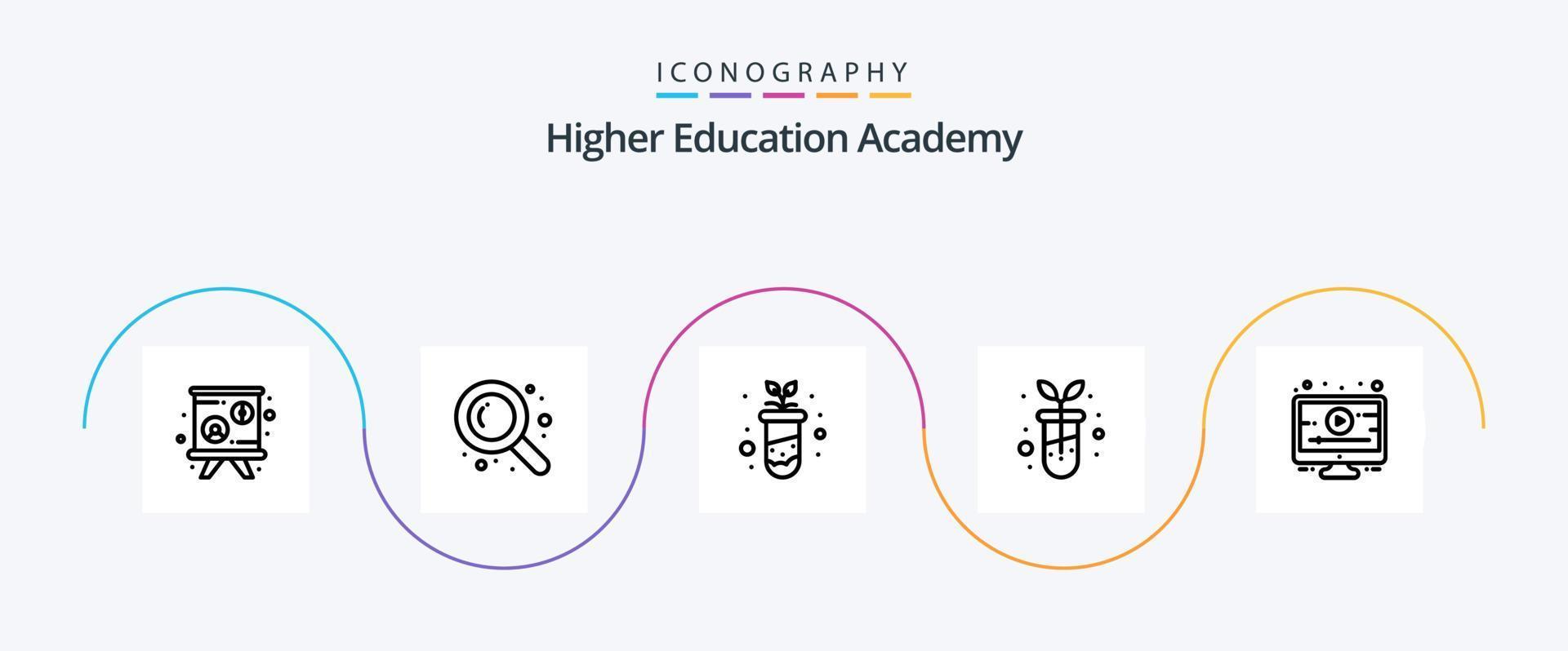 academia línea 5 5 icono paquete incluso . tutorial. estudiar. en línea. botánica vector