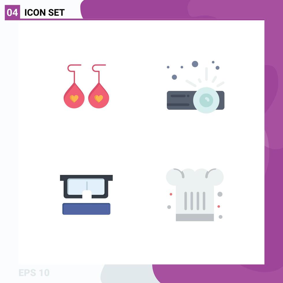 4 Creative Icons Modern Signs and Symbols of earing eye device virtual chef Editable Vector Design Elements