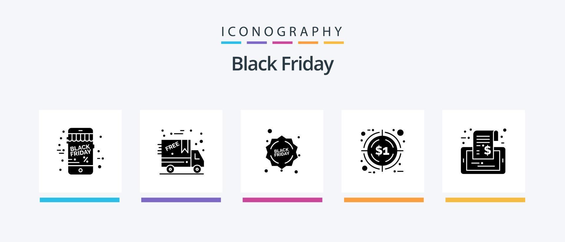 Black Friday Glyph 5 Icon Pack Including sale. mobile. friday. label. promotion. Creative Icons Design vector