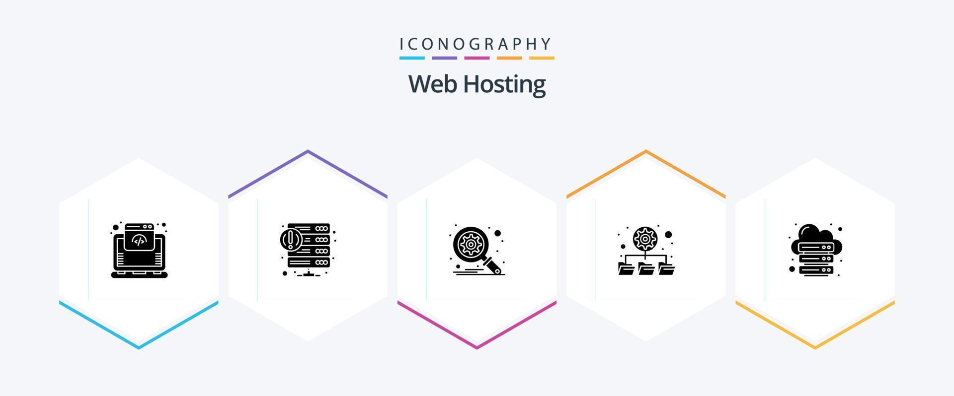 Web Hosting 25 Glyph icon pack including internet. database. web. network. database vector