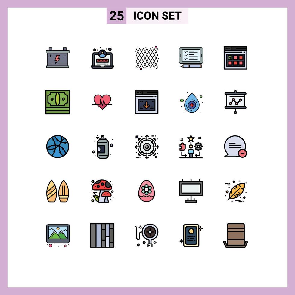 Set of 25 Modern UI Icons Symbols Signs for web page web decoration shopping cell Editable Vector Design Elements