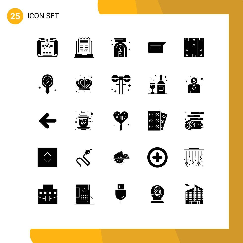 Set of 25 Commercial Solid Glyphs pack for logistic box aroma spa lamp ui basic Editable Vector Design Elements