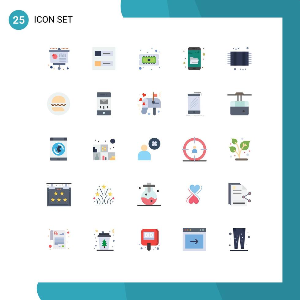 Group of 25 Modern Flat Colors Set for bathroom search chip research drive search Editable Vector Design Elements