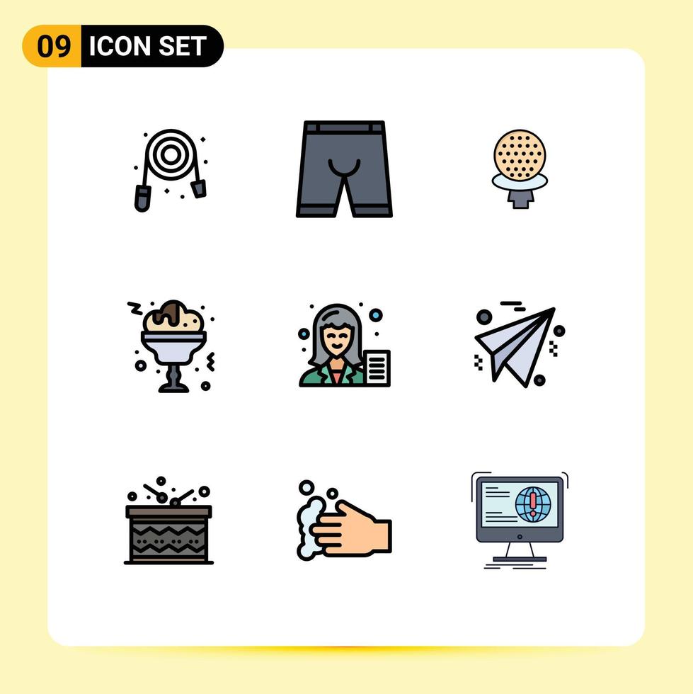 Universal Icon Symbols Group of 9 Modern Filledline Flat Colors of blogger drink underwear glass hotel Editable Vector Design Elements