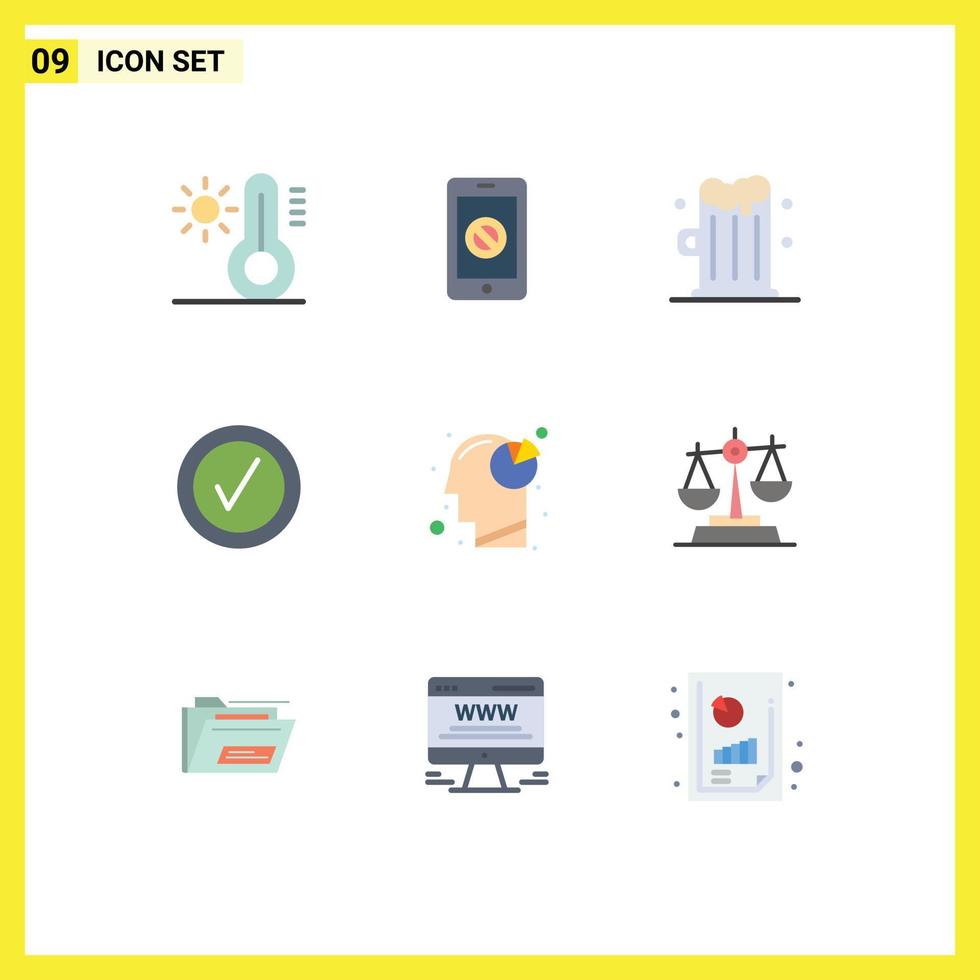 9 Universal Flat Colors Set for Web and Mobile Applications pie chart graph beer analysis good Editable Vector Design Elements