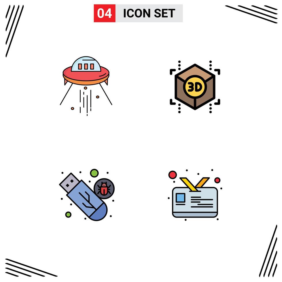4 4 creativo íconos moderno señales y símbolos de espacio Embarcacion malware cohete impresión USB editable vector diseño elementos