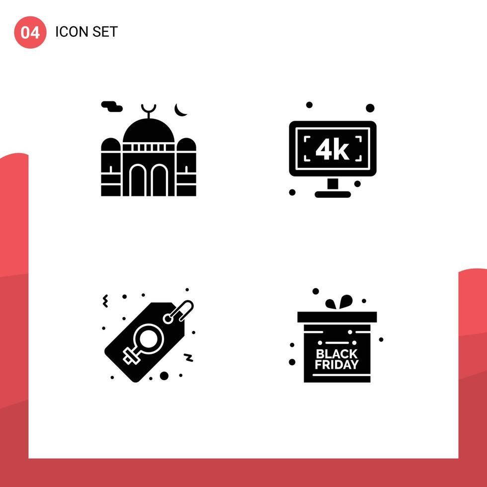 Universal Icon Symbols Group of Modern Solid Glyphs of mosque label moon smart tv tag Editable Vector Design Elements