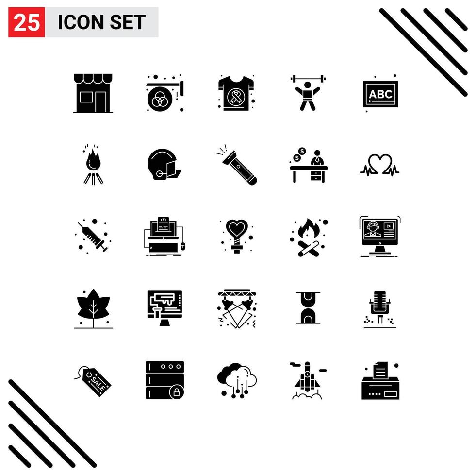 Modern Set of 25 Solid Glyphs and symbols such as avatar athlete palette shirt day Editable Vector Design Elements