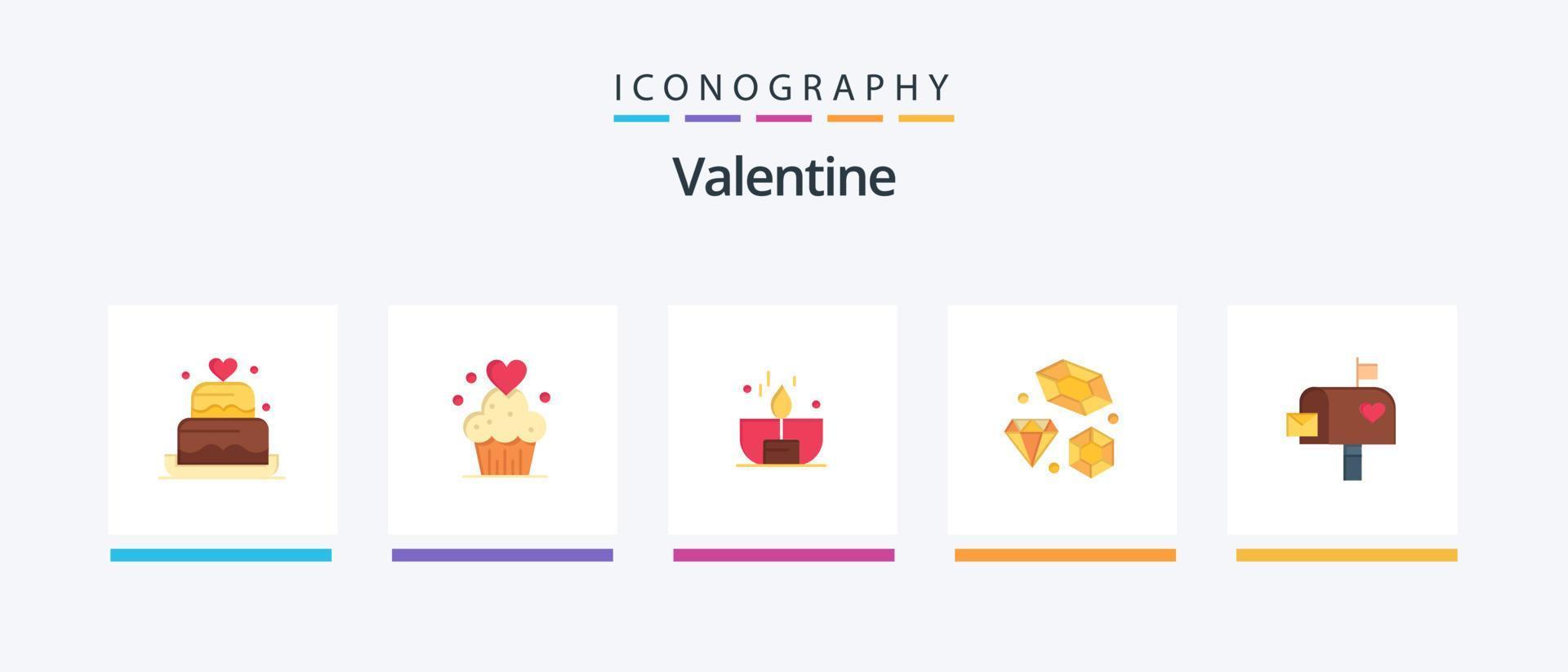 enamorado plano 5 5 icono paquete incluso vela. día. pastel. san valentin dulces creativo íconos diseño vector