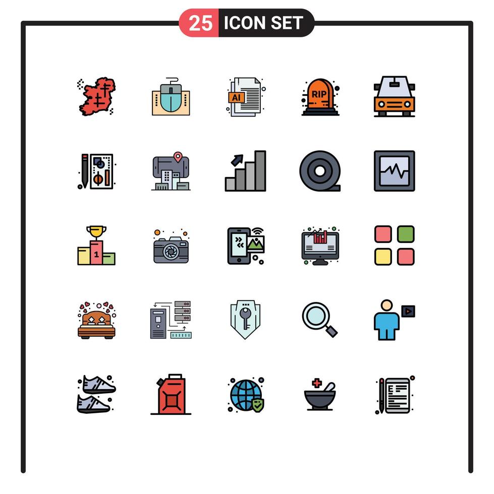 Set of 25 Modern UI Icons Symbols Signs for browser car education tombstone halloween Editable Vector Design Elements