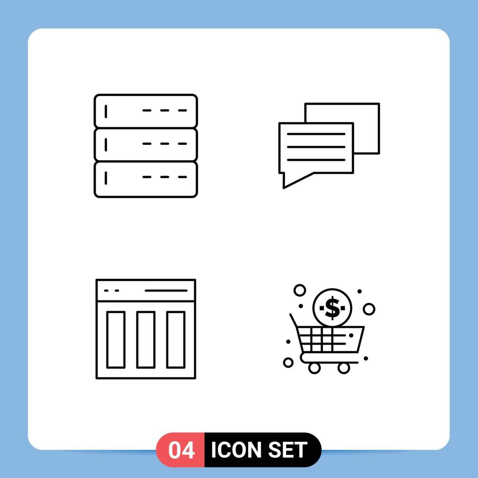 Stock Vector Icon Pack of 4 Line Signs and Symbols for admin content server message user Editable Vector Design Elements