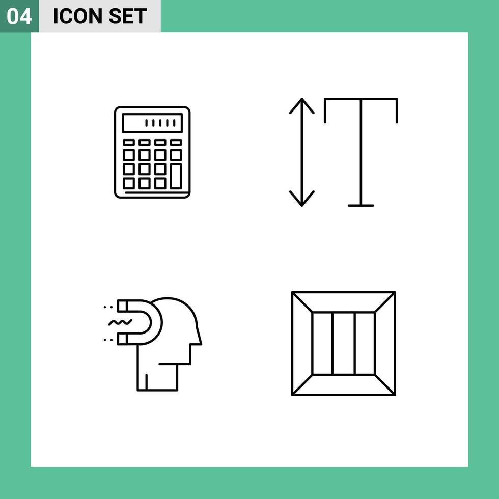 Universal Icon Symbols Group of 4 Modern Filledline Flat Colors of calculator power of influence calculate font human Editable Vector Design Elements