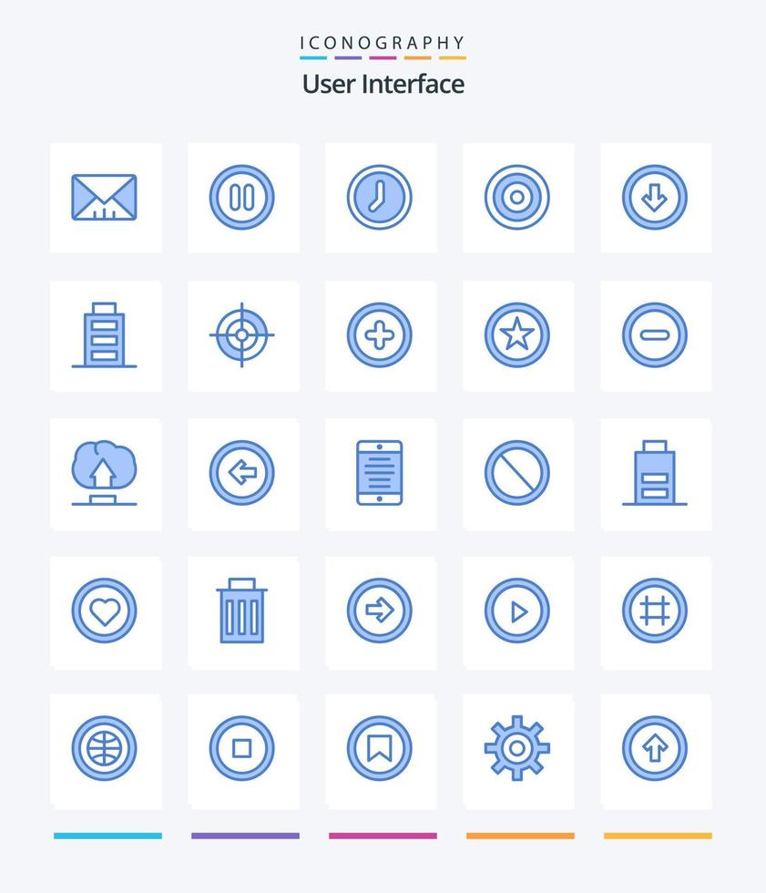Creative User Interface 25 Blue icon pack  Such As user interface. button. time. arrow. line vector