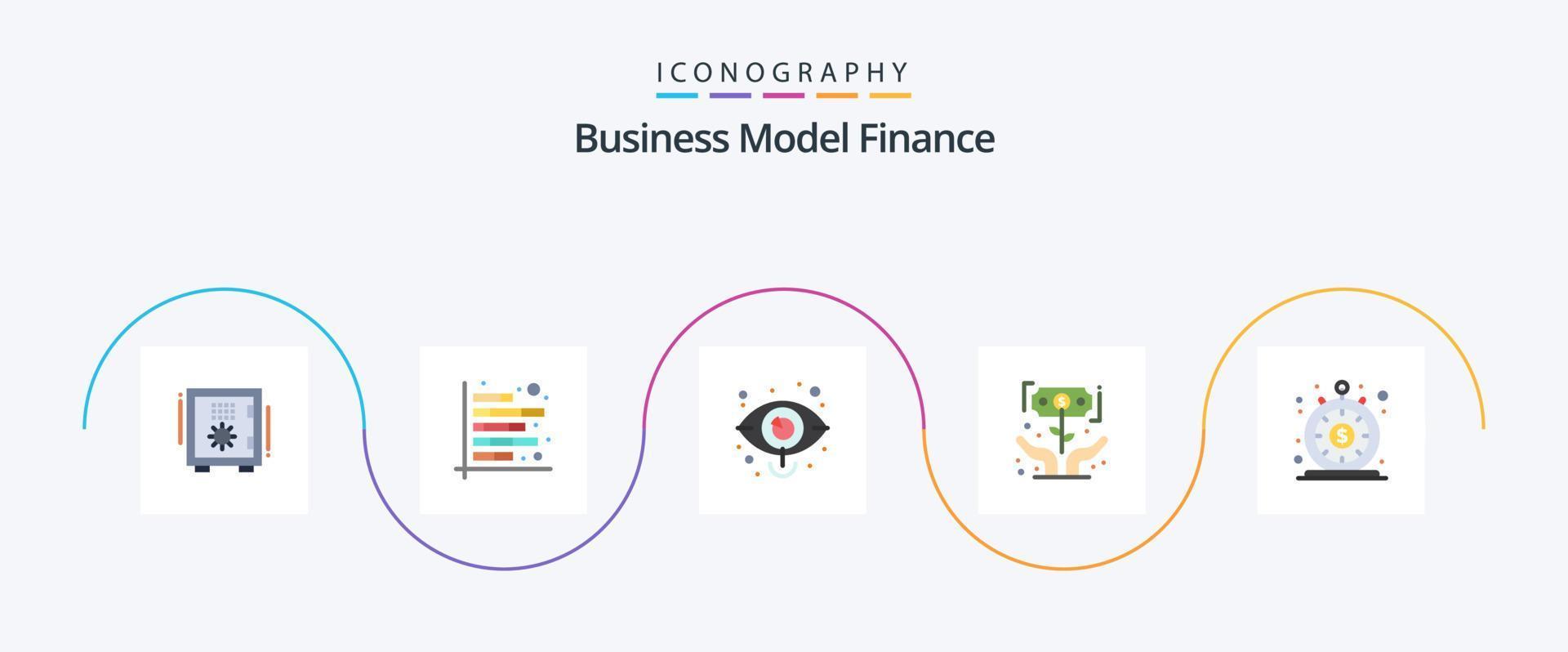 Finance Flat 5 Icon Pack Including investment. finance. financial. vision. market vector