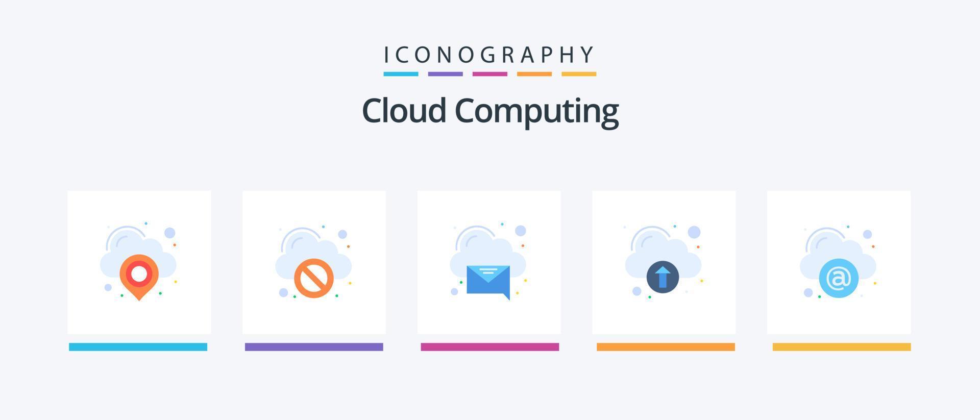 Cloud Computing Flat 5 Icon Pack Including mail. cloud. cloud. technology. Creative Icons Design vector