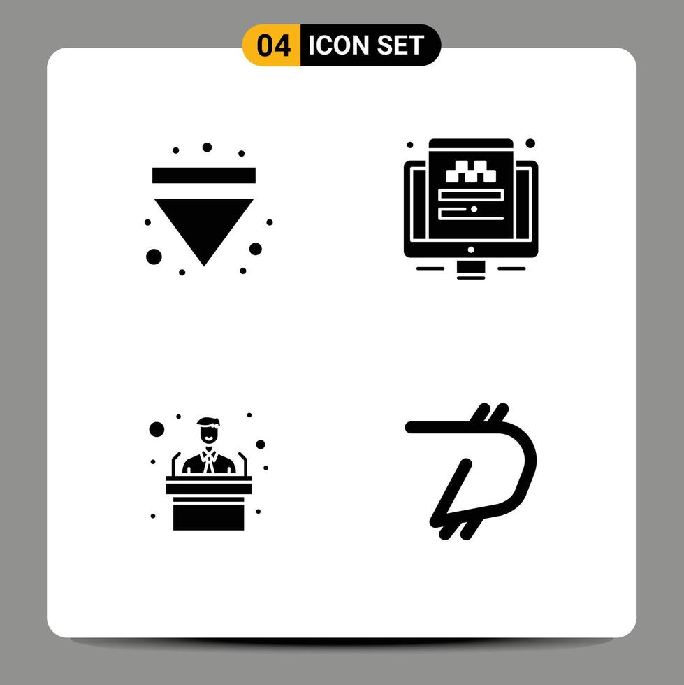 Stock Vector Icon Pack of 4 Line Signs and Symbols for arrow presentation down website digibyte Editable Vector Design Elements