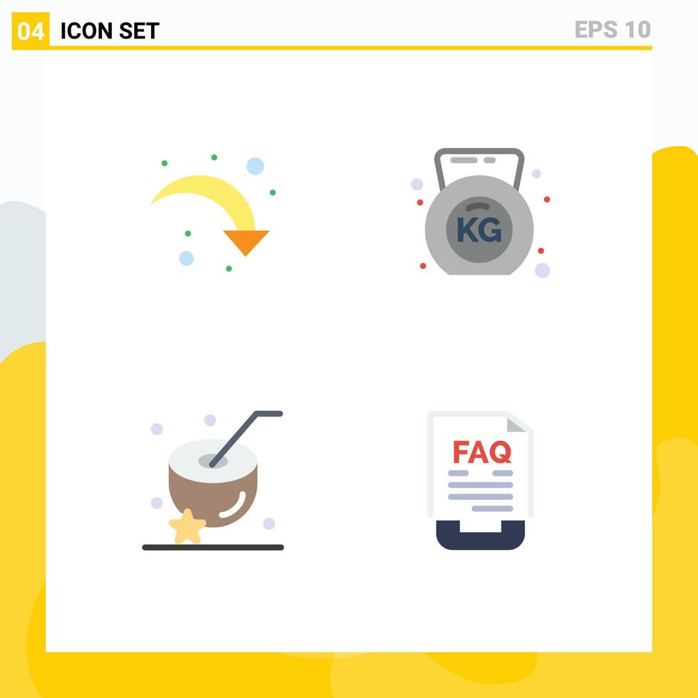 Universal Icon Symbols Group of 4 Modern Flat Icons of refresh food down gym communication Editable Vector Design Elements