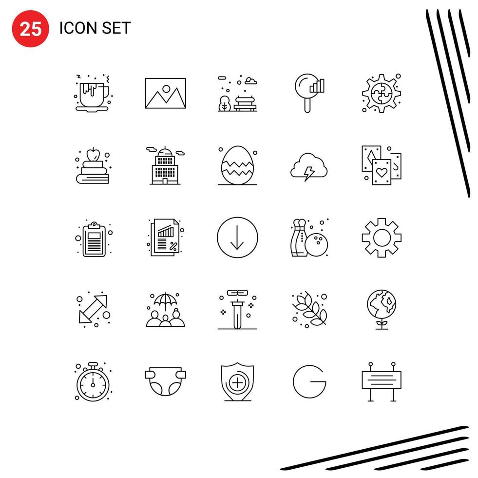 Group of 25 Modern Lines Set for process signal photo service find Editable Vector Design Elements