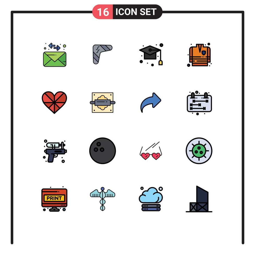 16 Creative Icons Modern Signs and Symbols of heart fire fighting coat weapon fire fighting school Editable Creative Vector Design Elements