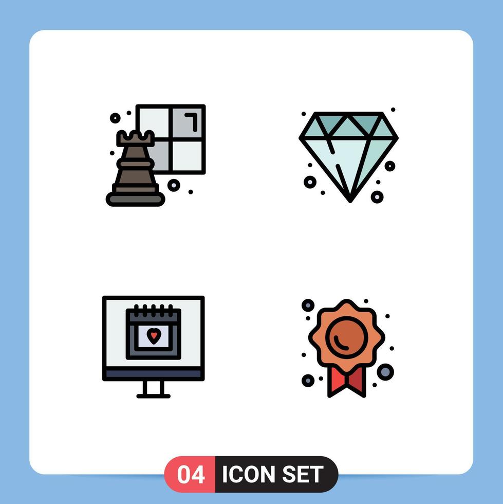 4 Creative Icons Modern Signs and Symbols of chess valentine diamond calendar quality Editable Vector Design Elements