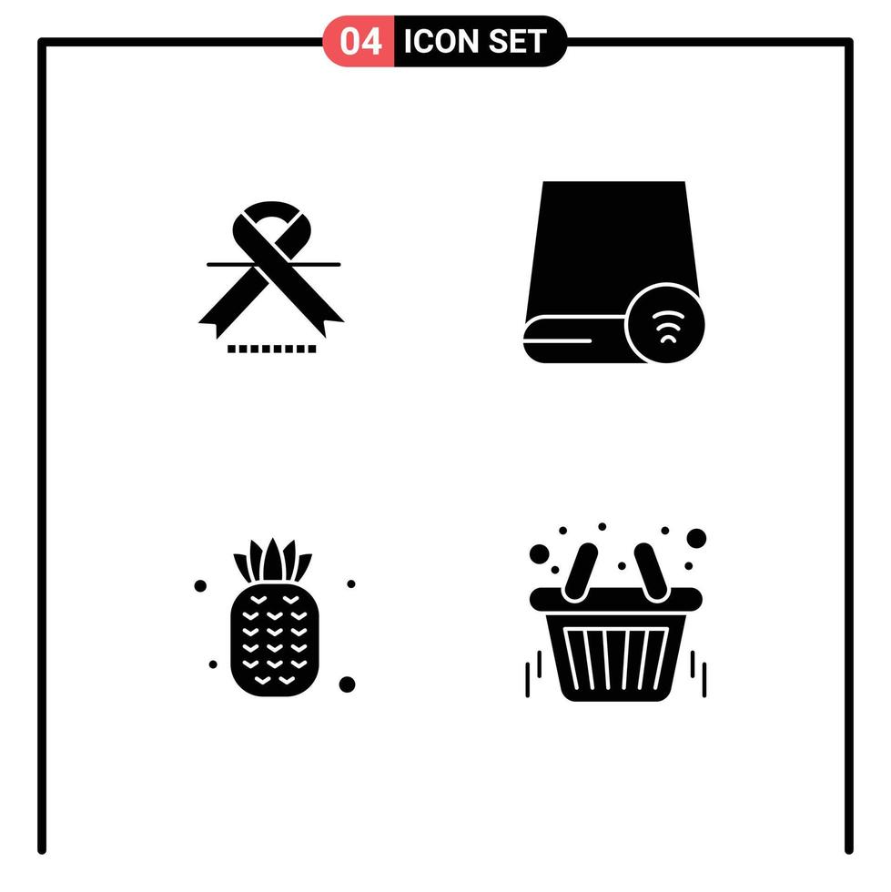 Pictogram Set of 4 Simple Solid Glyphs of cancer food medical drive pineapple Editable Vector Design Elements