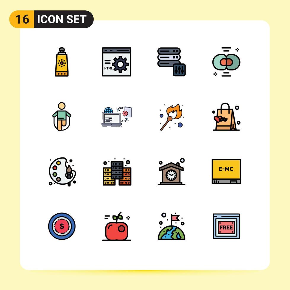 Set of 16 Modern UI Icons Symbols Signs for jump division database chemistry biology Editable Creative Vector Design Elements