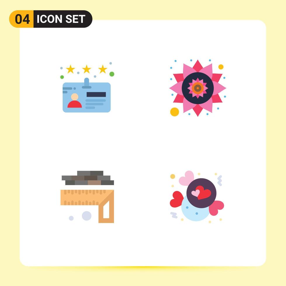 Flat Icon Pack of 4 Universal Symbols of card size india measurement chocolate Editable Vector Design Elements