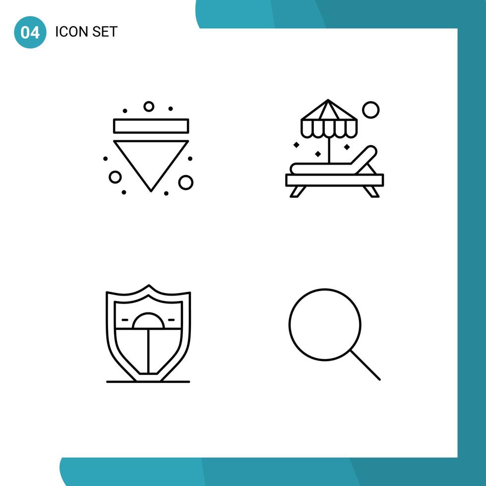 Universal Icon Symbols Group of 4 Modern Filledline Flat Colors of arrow motivation down summer research Editable Vector Design Elements