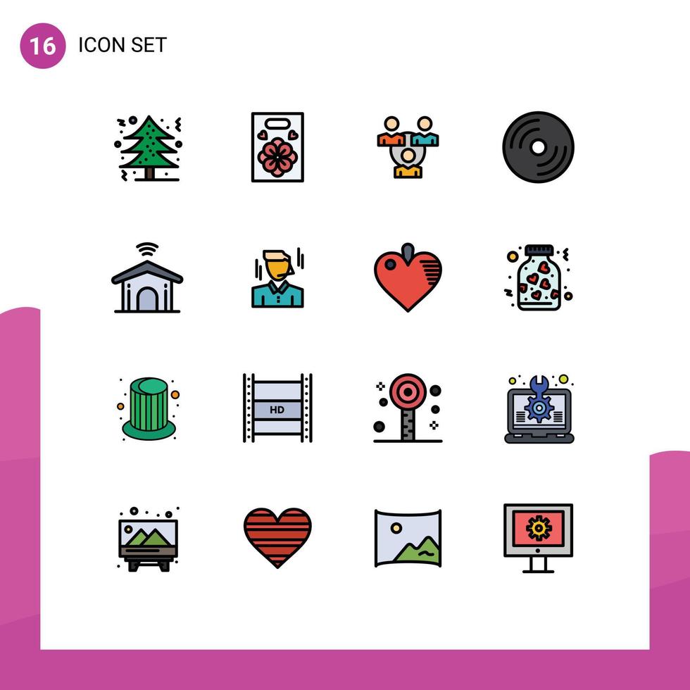 16 Creative Icons Modern Signs and Symbols of home pc meeting laptop disc Editable Creative Vector Design Elements